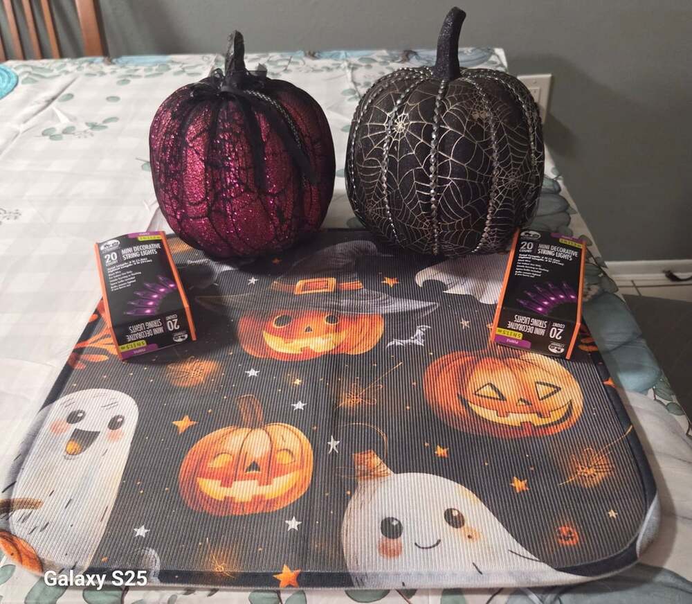 Seasonal Collection Halloween Decor Bundle Pumpkins Lights Mat